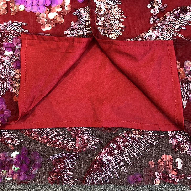 Vibrant Sequin Embroidered Mesh Halter Dress