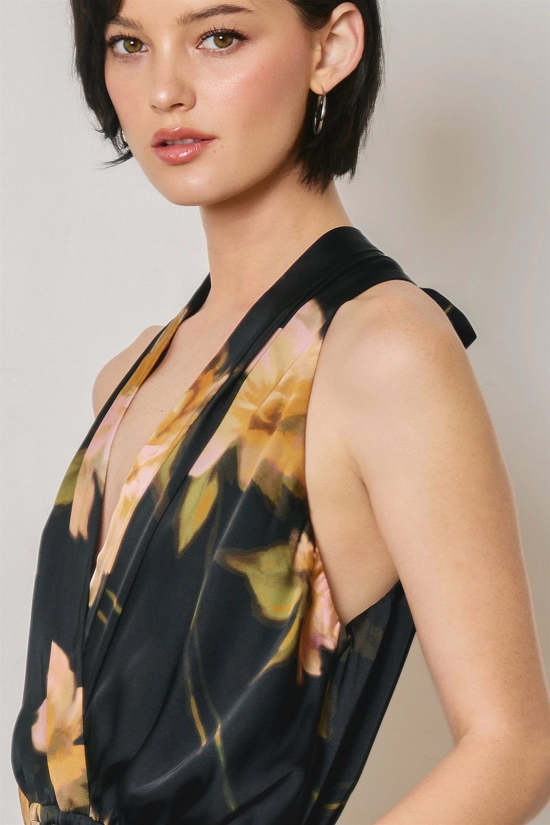 Floral Halter Neck Wide Leg Jumpsuit
