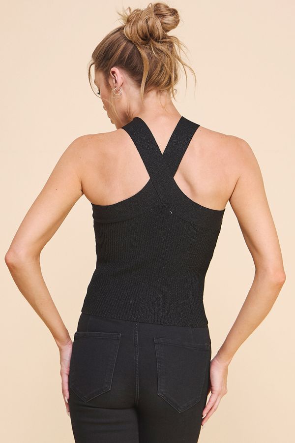 Bodycon Twist Halter Top - Black