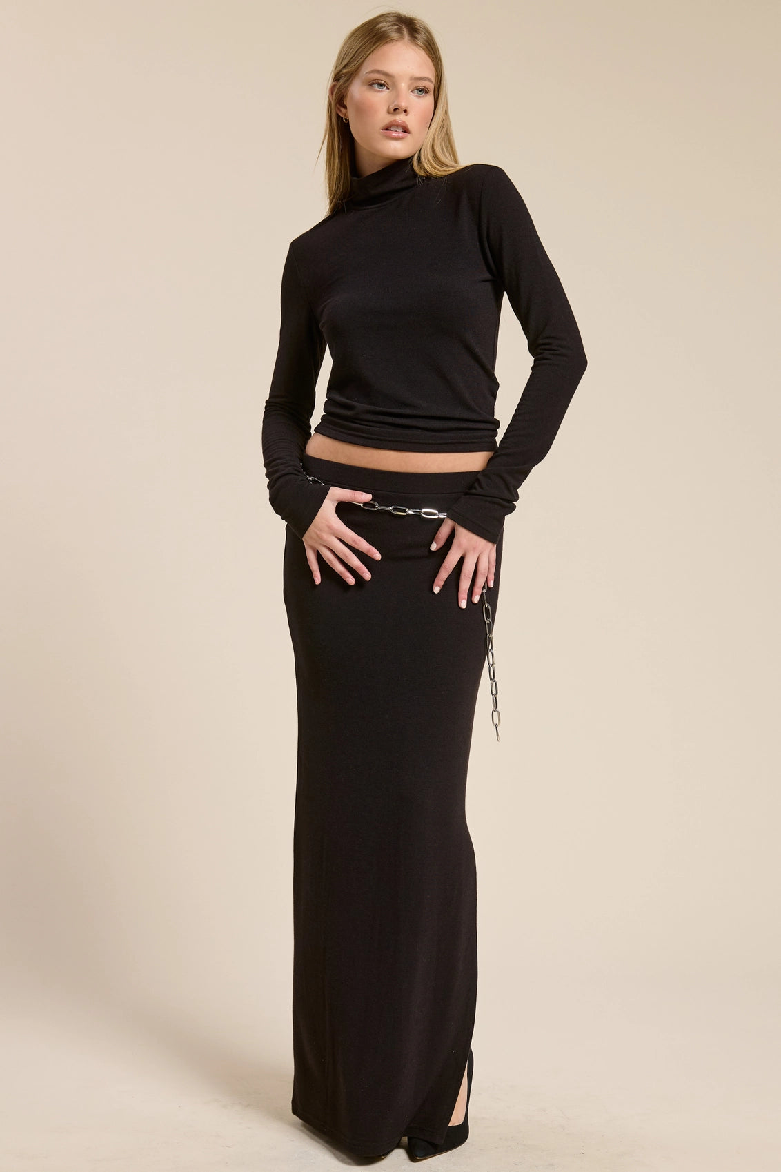 Turtleneck Top and Maxi Skirt (2 Colors)