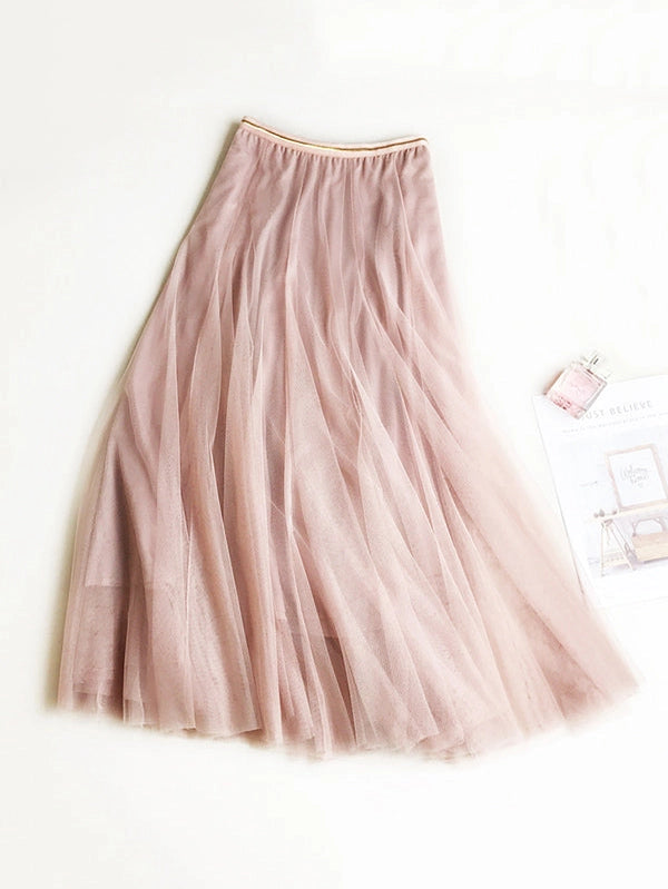 Elastic Waist Mesh Skirt (2 Colors)