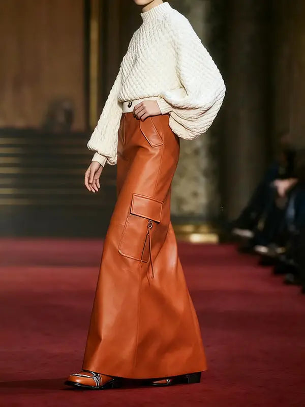 Column Cargo Skirt (Faux Leather)