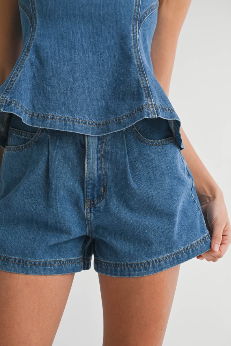 Denim Strapless Top and Matching Shorts (PREORDER)