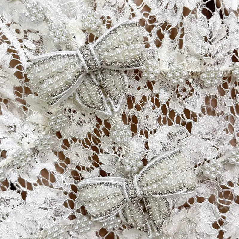 Elegant Lace Dress with Bowknot Detail