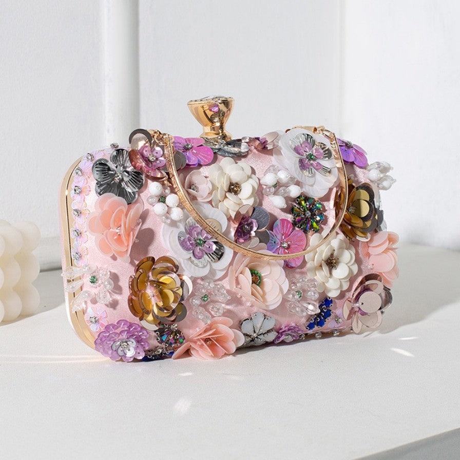 Hand-Beaded Floral Evening Clutch