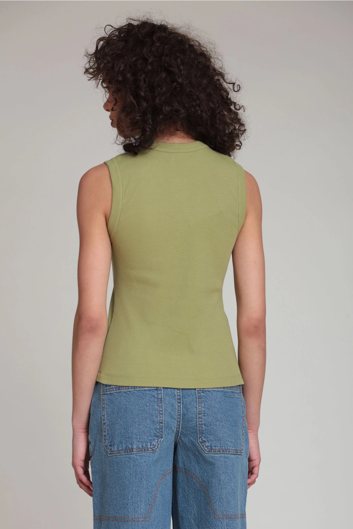 Flower Button Ribbed Cotton Tank Top