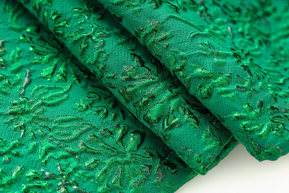 Elegant Green Jacquard Pantsuit