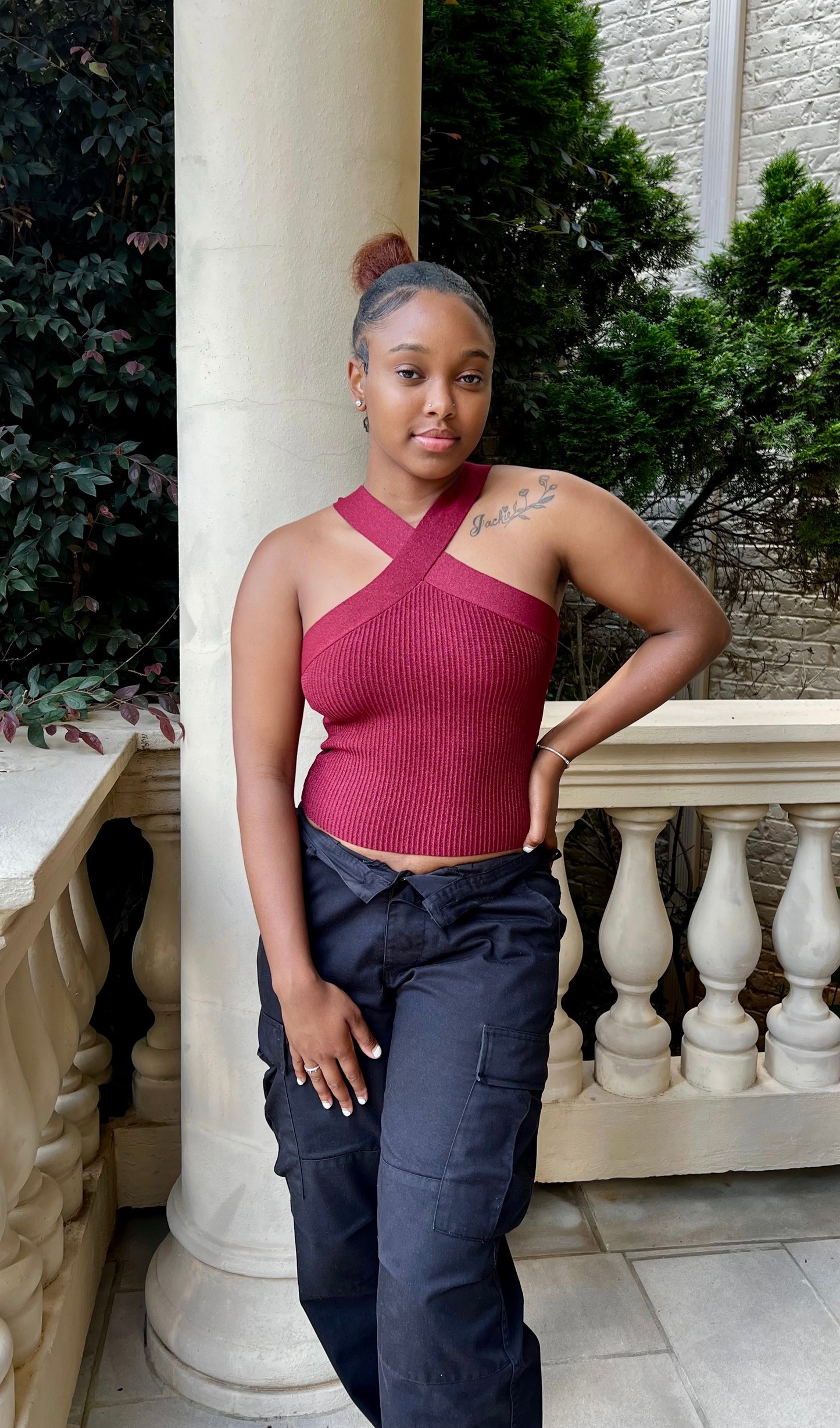 Bodycon Twist Halter Top - Wine