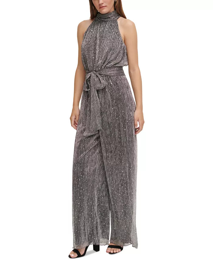 Metallic Tie-Waist Jumpsuit