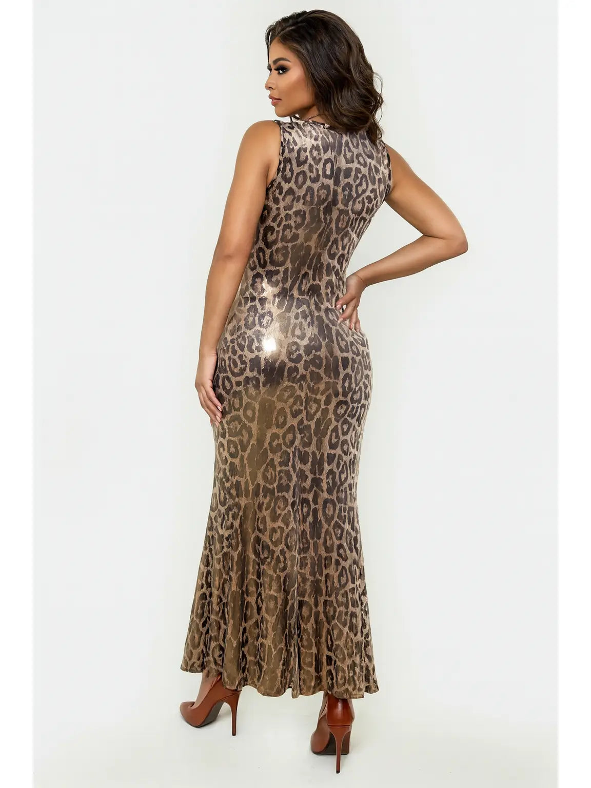 Metallic Shimmer Safari Maxi Dress (Plus Sizes Available)