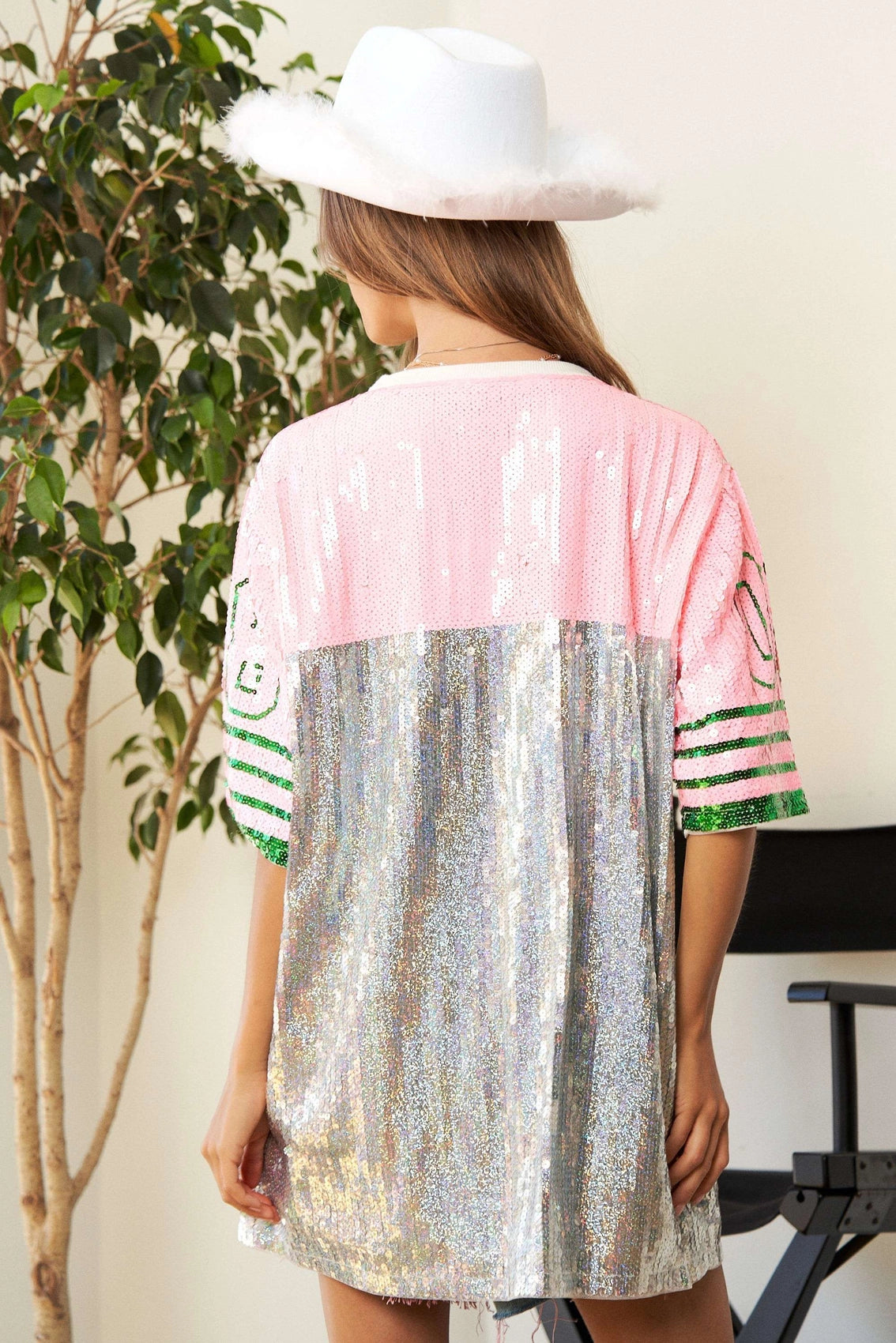 Game Day Sequin Jersey - Pink/Green