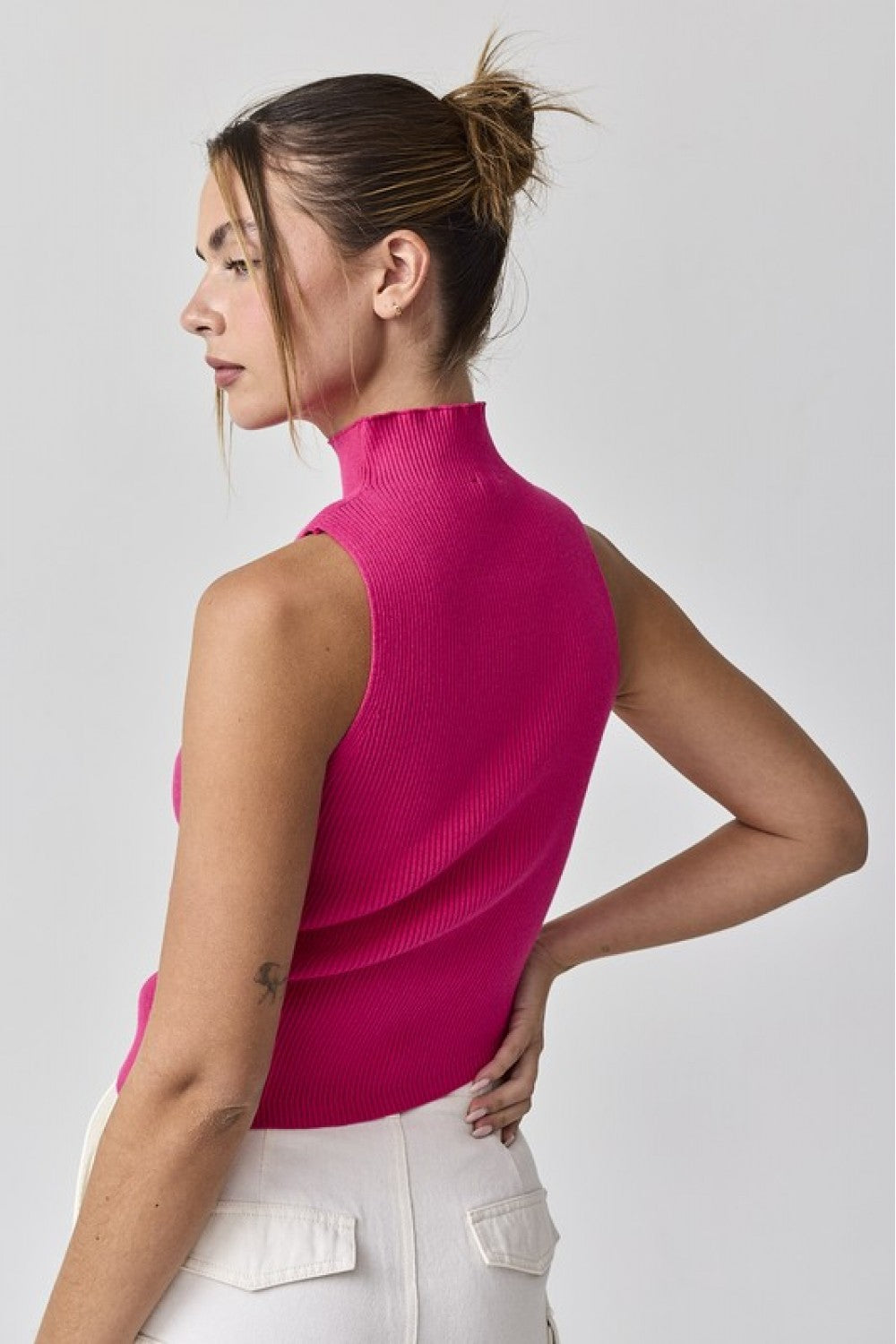 Allison Mock Neck Asymmetric Knit Top