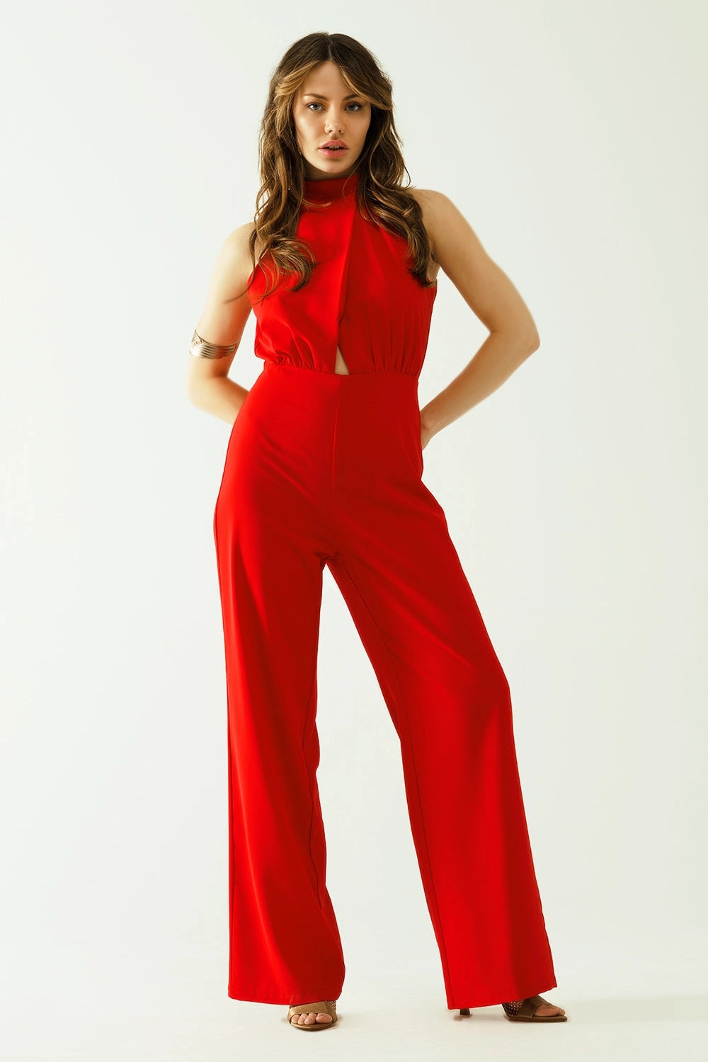 Red Sleeveless Jumpsuit