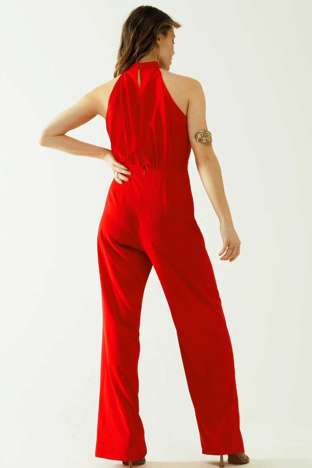 Red Sleeveless Jumpsuit