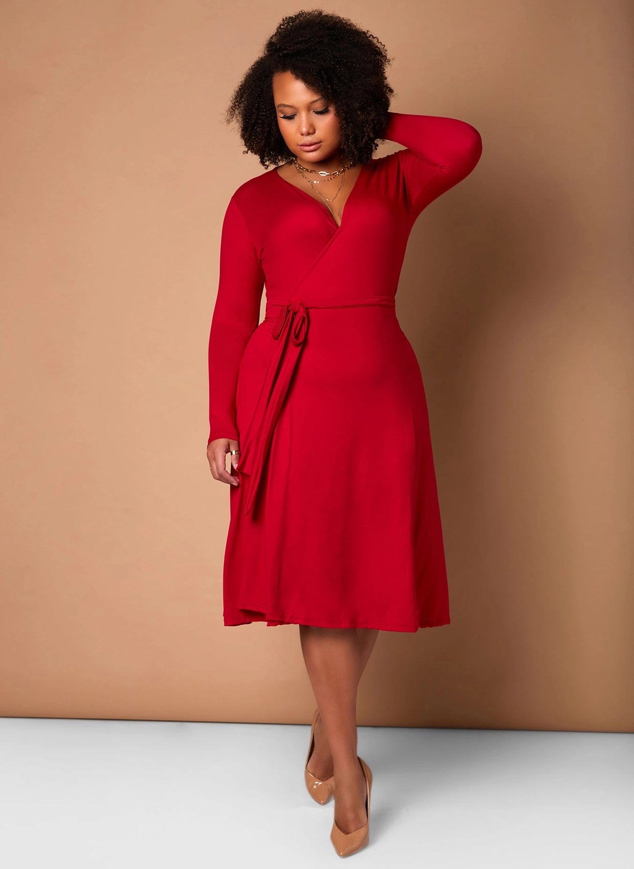 Wrap Skater Midi Dress (Plus Sizes Available)