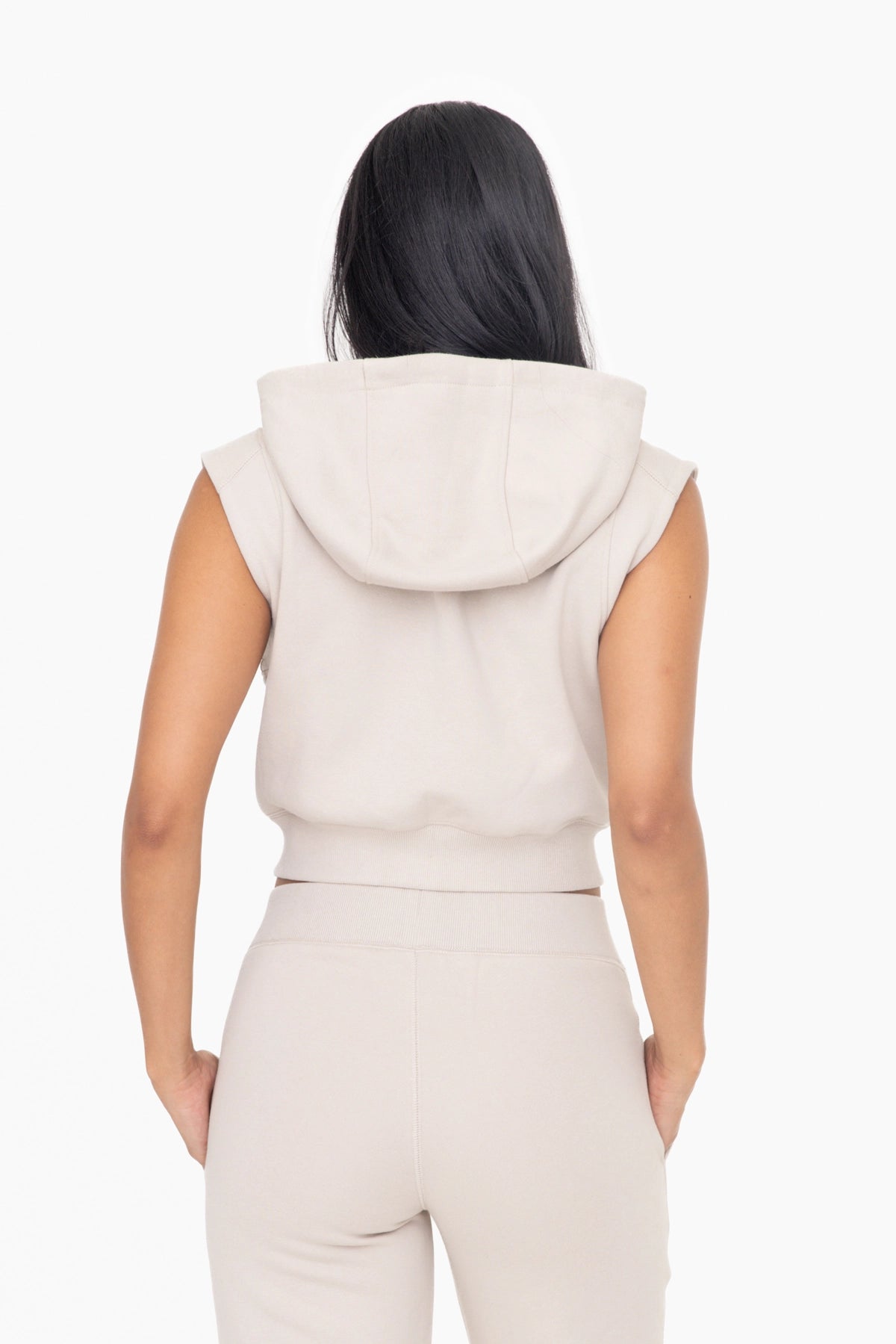 Brushed Fleece Cropped Hoodie Vest