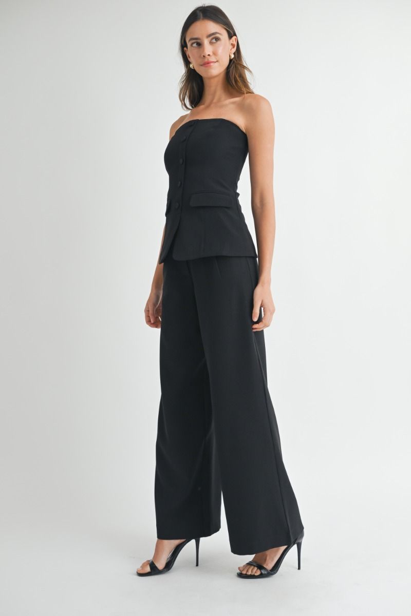 Crepe Trouser Pants Set (2 Colors)