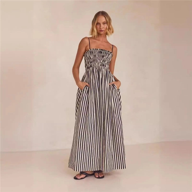 Striped Cami Maxi Dress w/Pockets