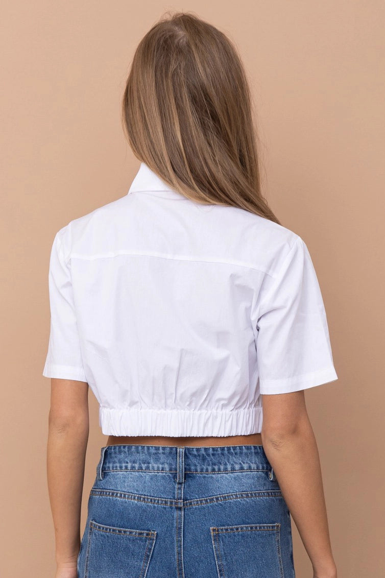 Crop Top with Pearl Embellished Buttons