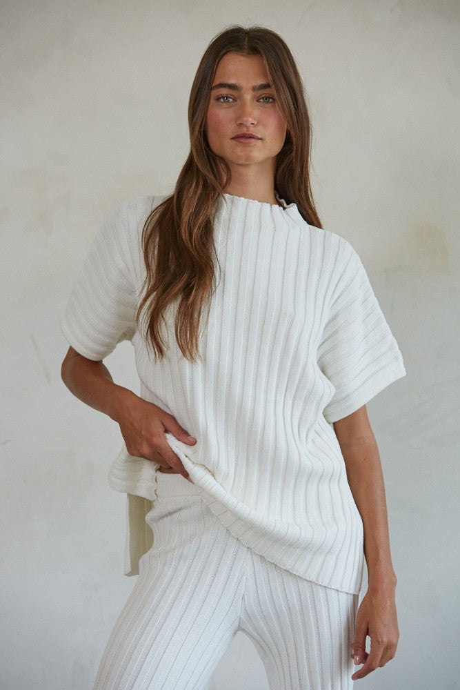Ribbed Mock Neck Lounge Set