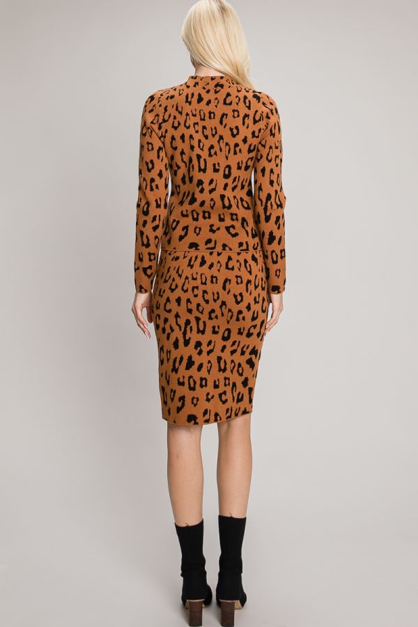 Animal Print Knit Sweater/Skirt Set