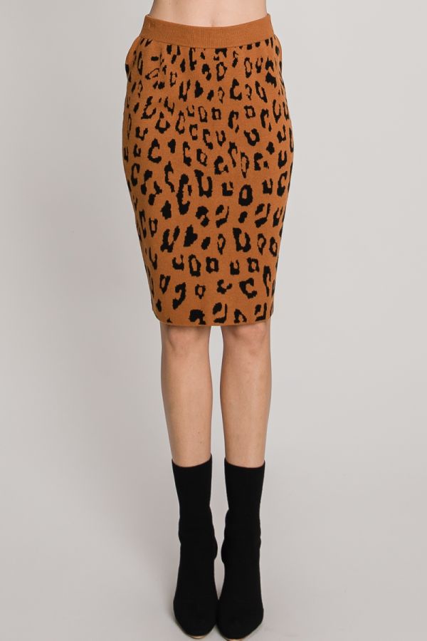 Animal Print Knit Sweater/Skirt Set