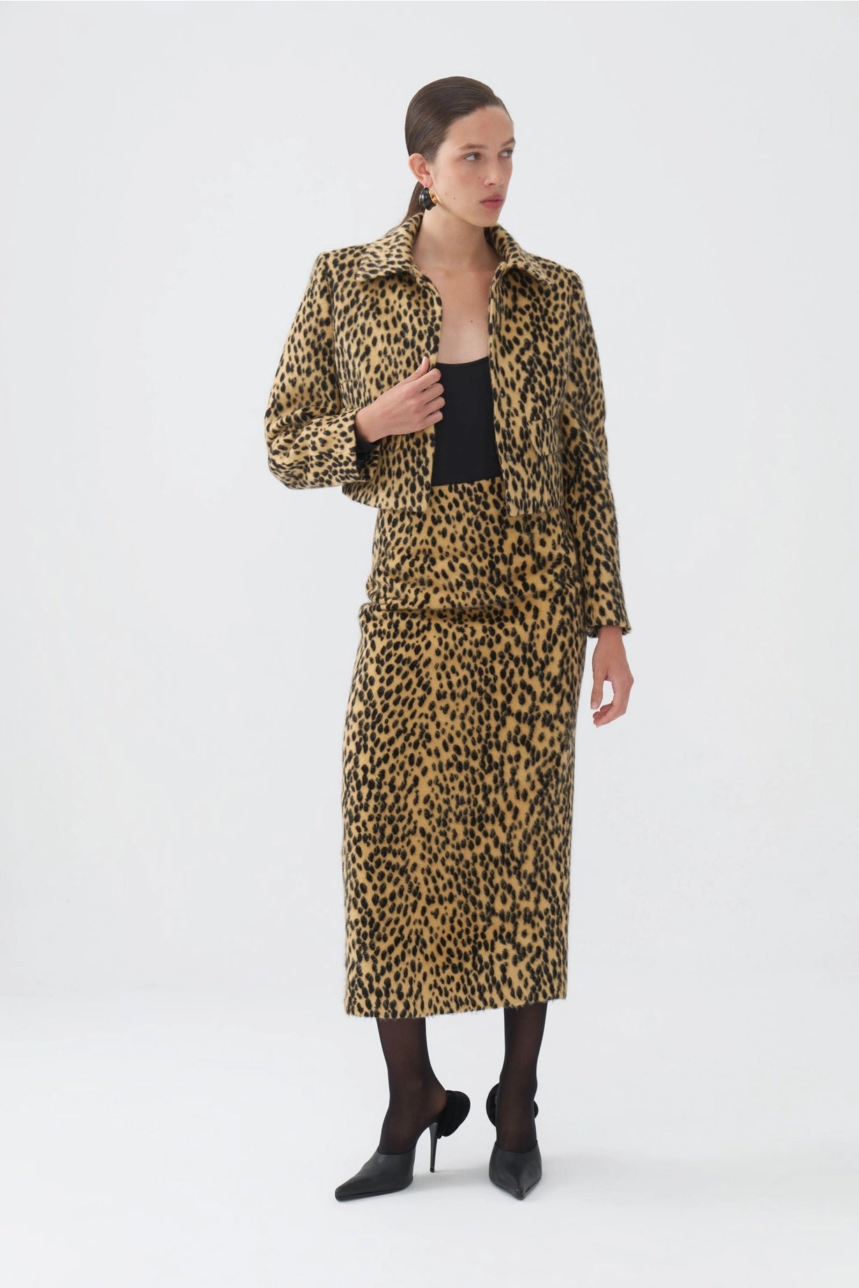 Leopard Crop Jacket and Skirt