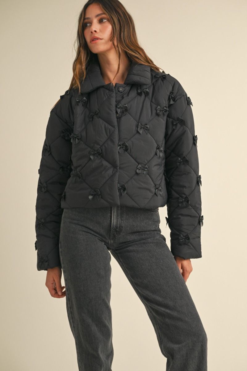 Quilted Padded Ribbon Bow Detail Jacket (COMING SOON!)