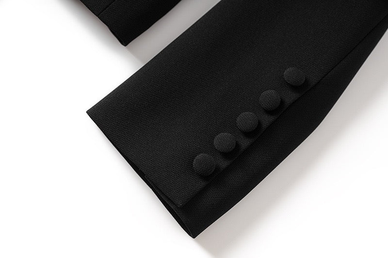 Handmade Beaded Rhinestone Button Blazer