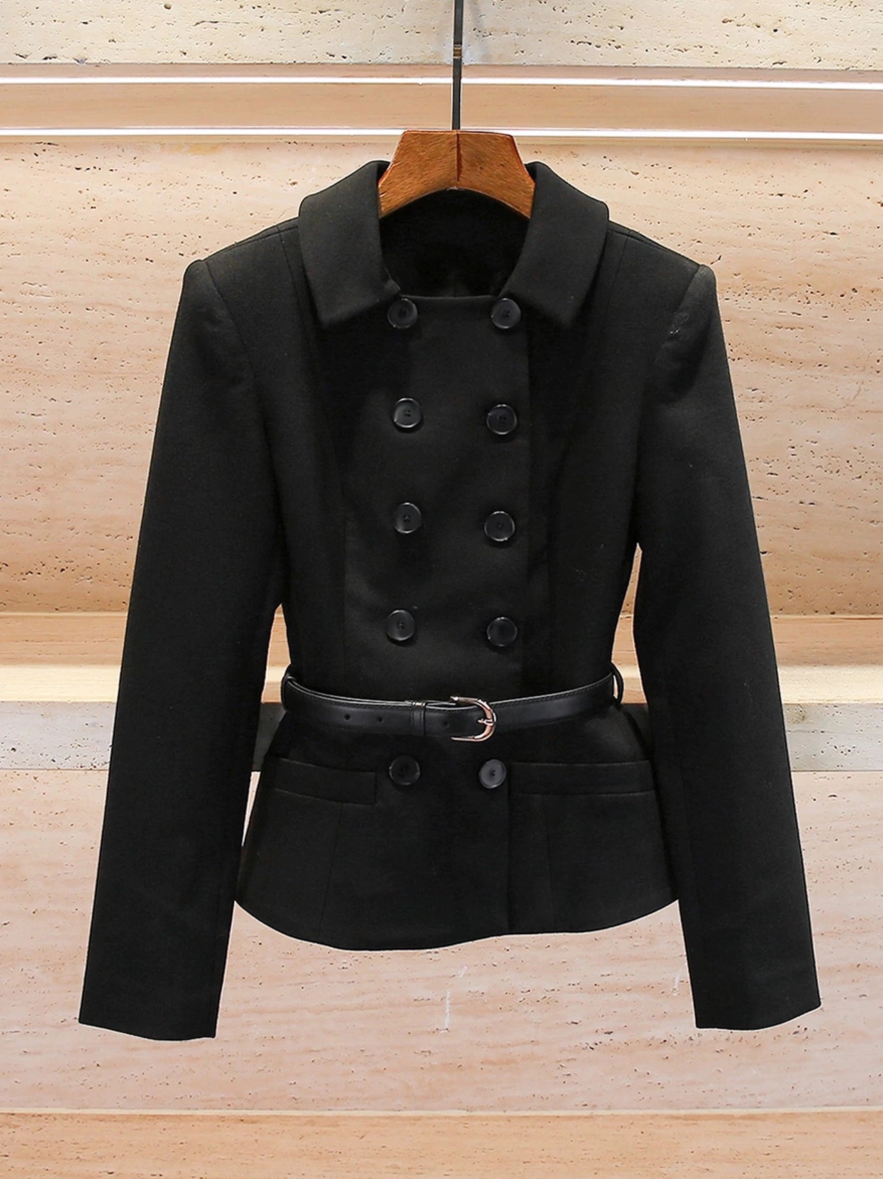 Wool Blend Double-breasted Blazer Pantsuit