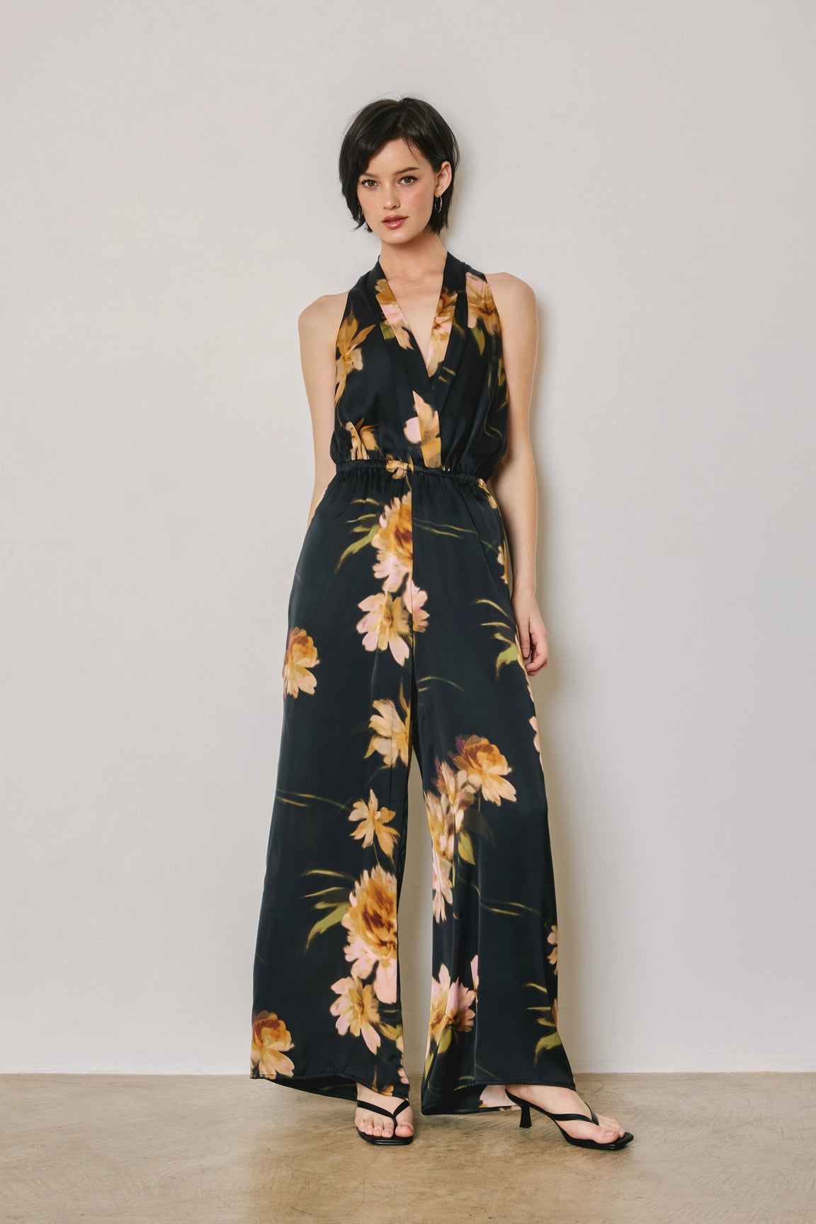 Floral Halter Neck Wide Leg Jumpsuit