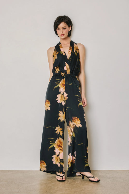 Floral Halter Neck Wide Leg Jumpsuit