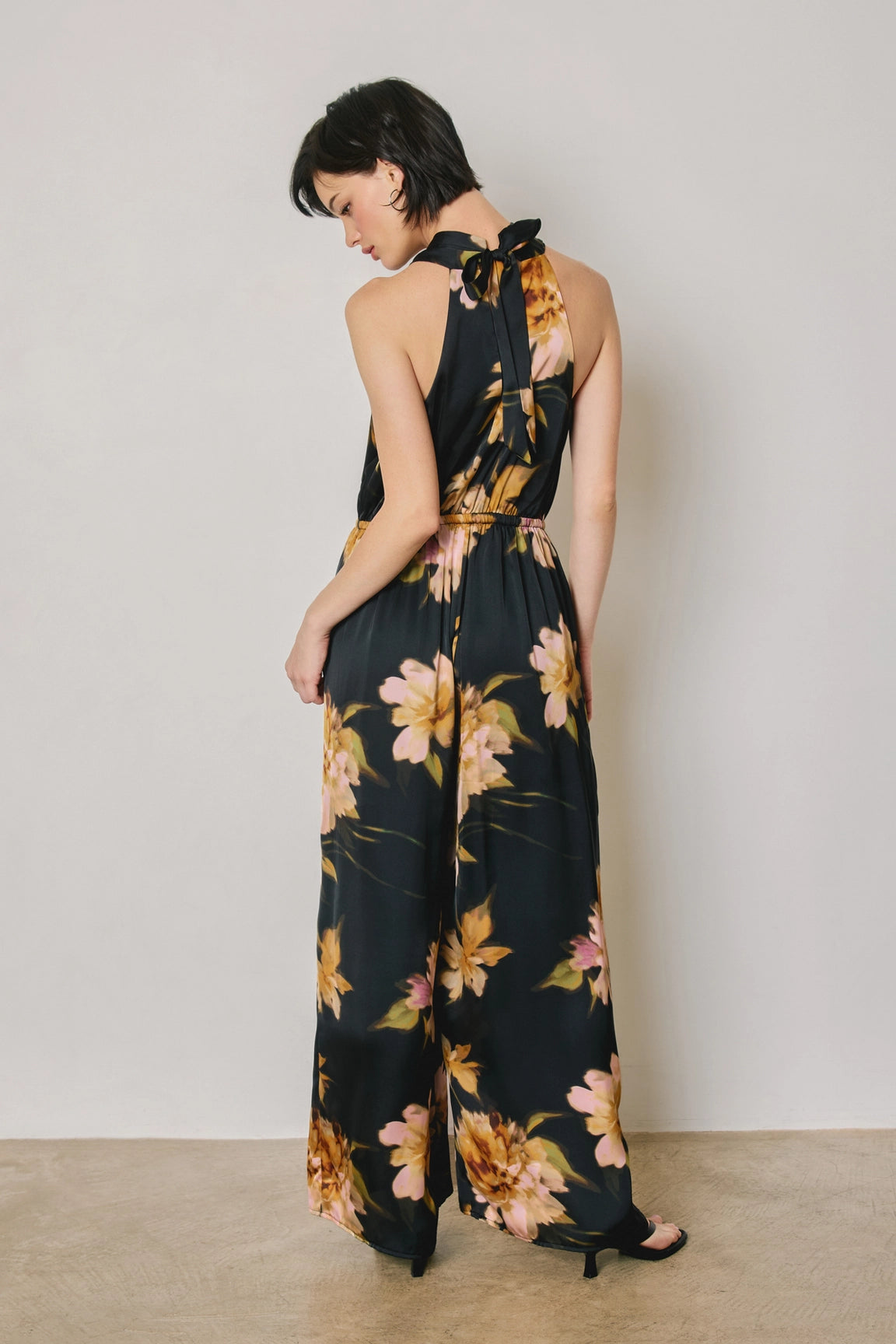 Floral Halter Neck Wide Leg Jumpsuit