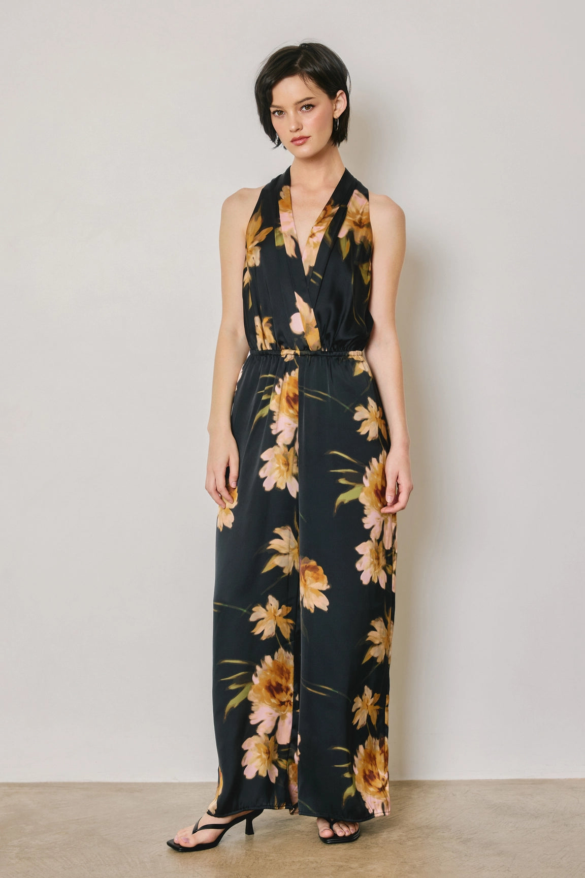 Floral Halter Neck Wide Leg Jumpsuit