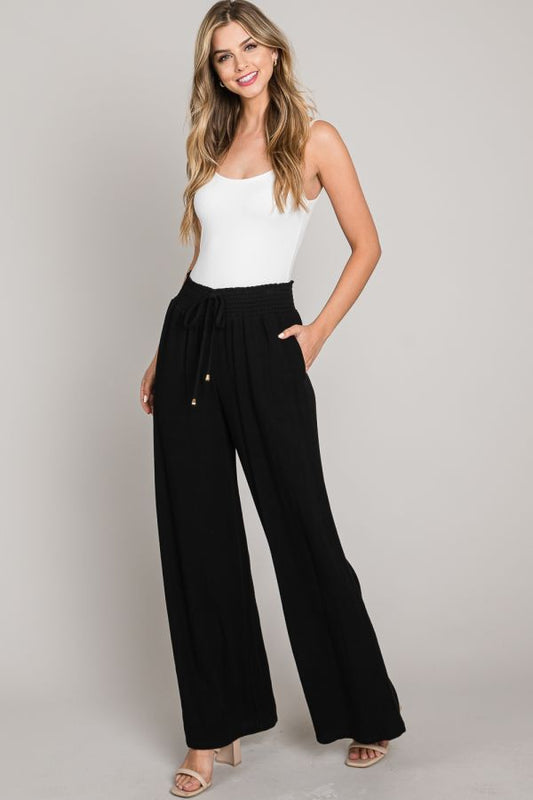 Linen-Blend Wide Leg Pants