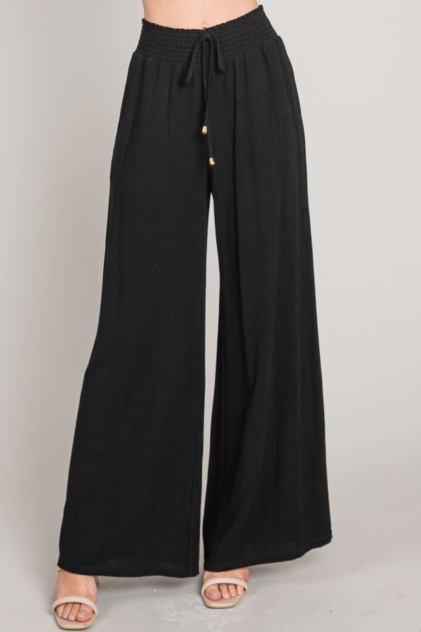 Linen-Blend Wide Leg Pants