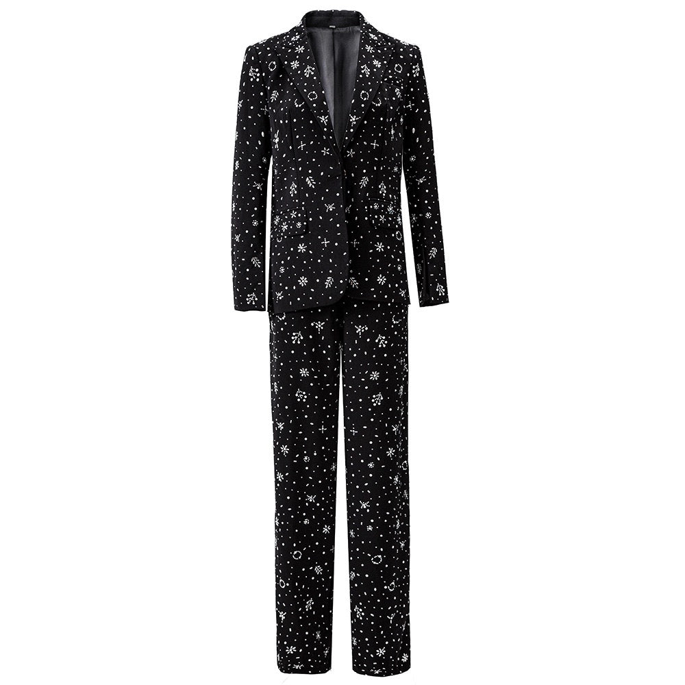 Rhinestone-embellished Elegant Pantsuit
