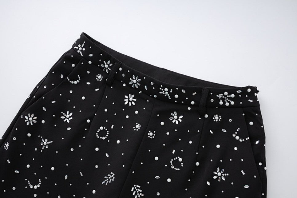 Rhinestone-embellished Elegant Pantsuit