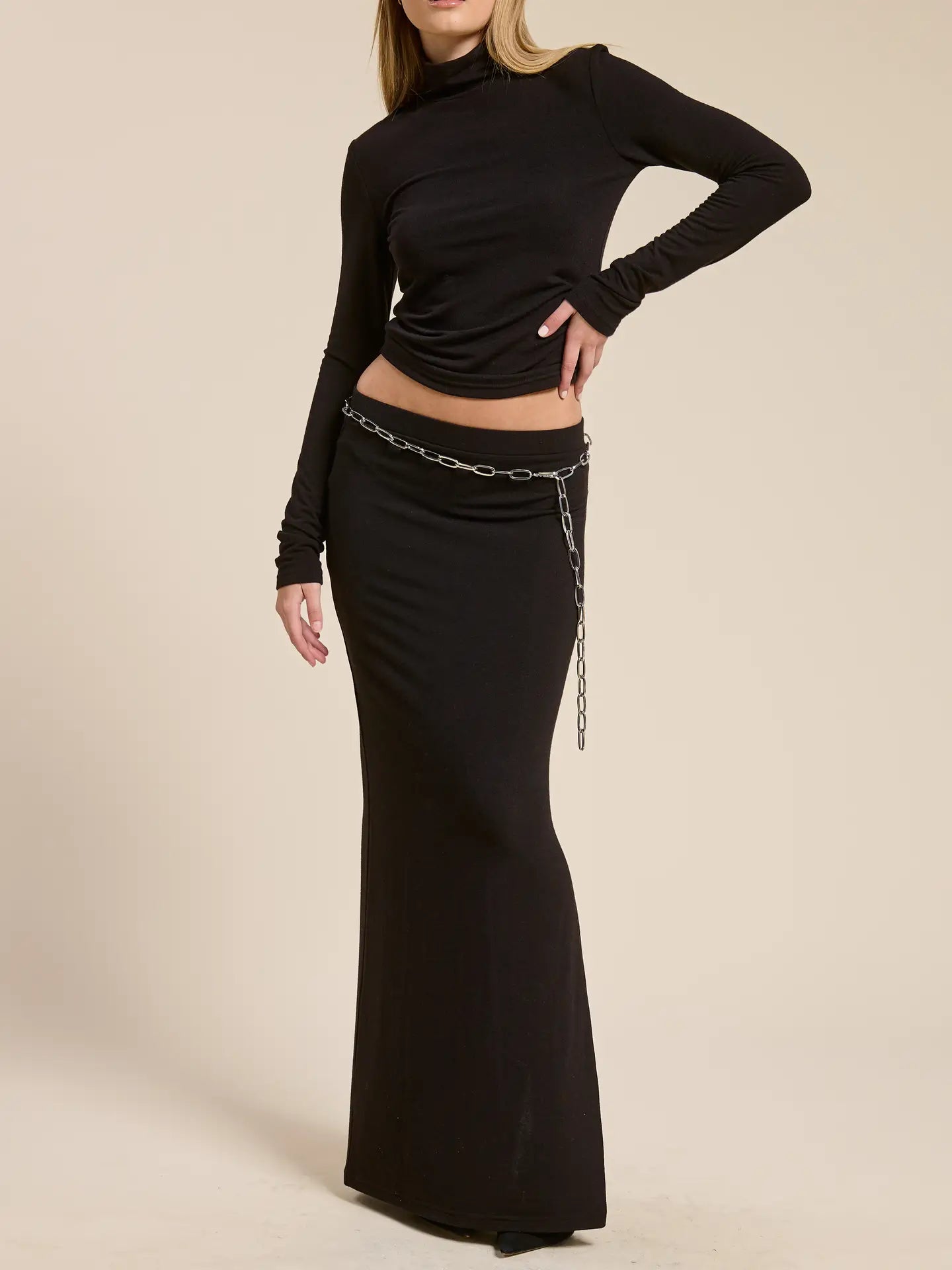 Turtleneck Top and Maxi Skirt (2 Colors)