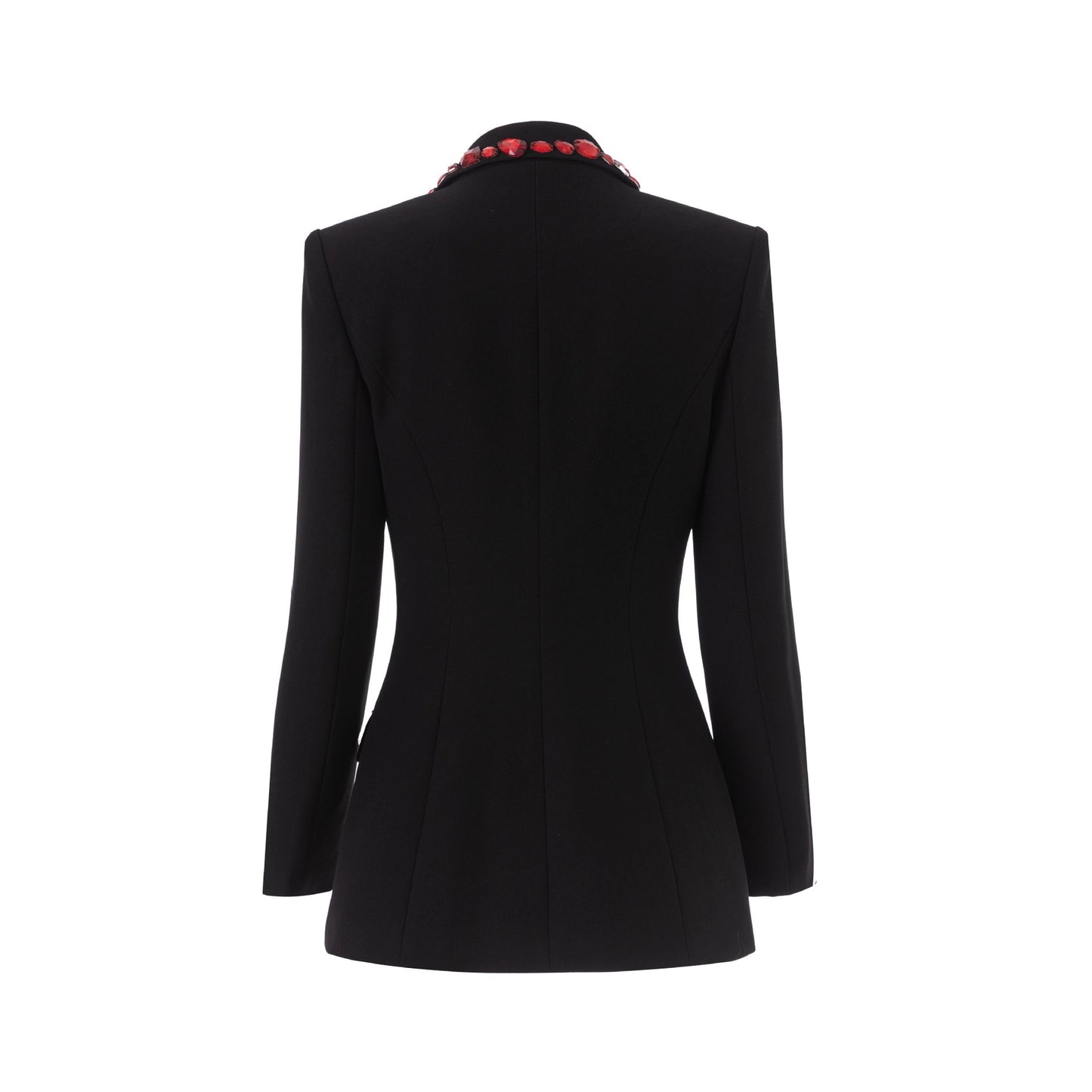 Slim Fit Black Suit Jacket w/Red Handsewn Jewels