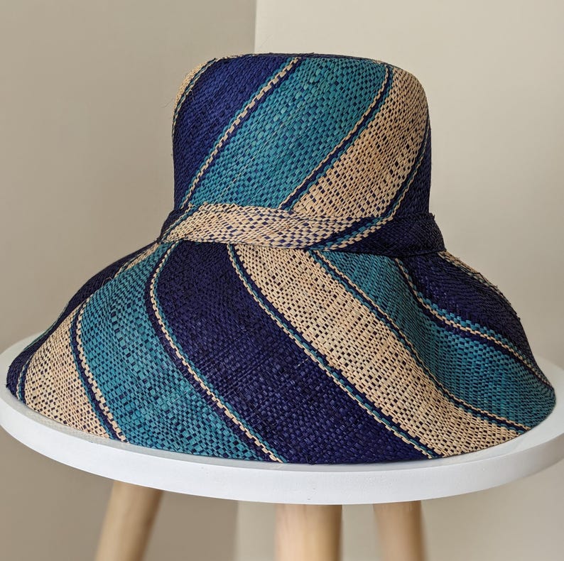 Raffia Straw Lightweight Sun Hat - Blue
