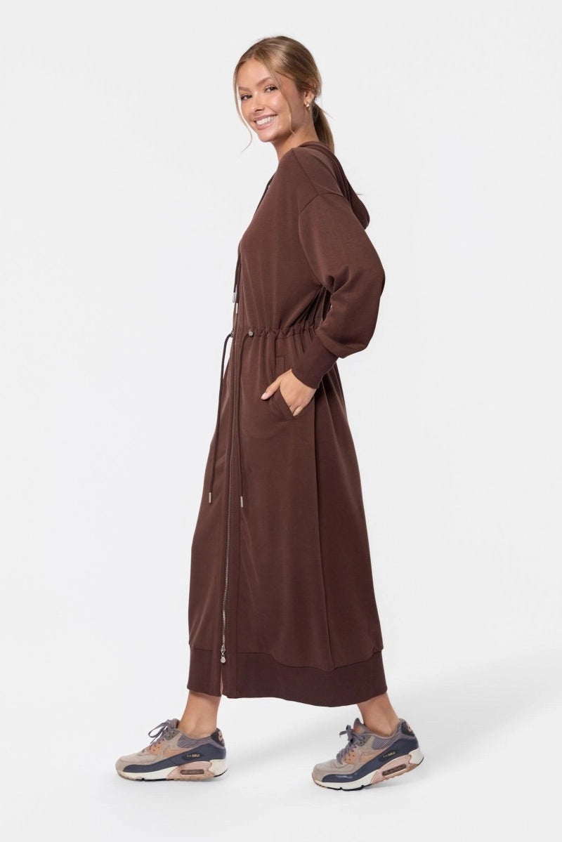 Mina Hoodie Dress (50") Brown