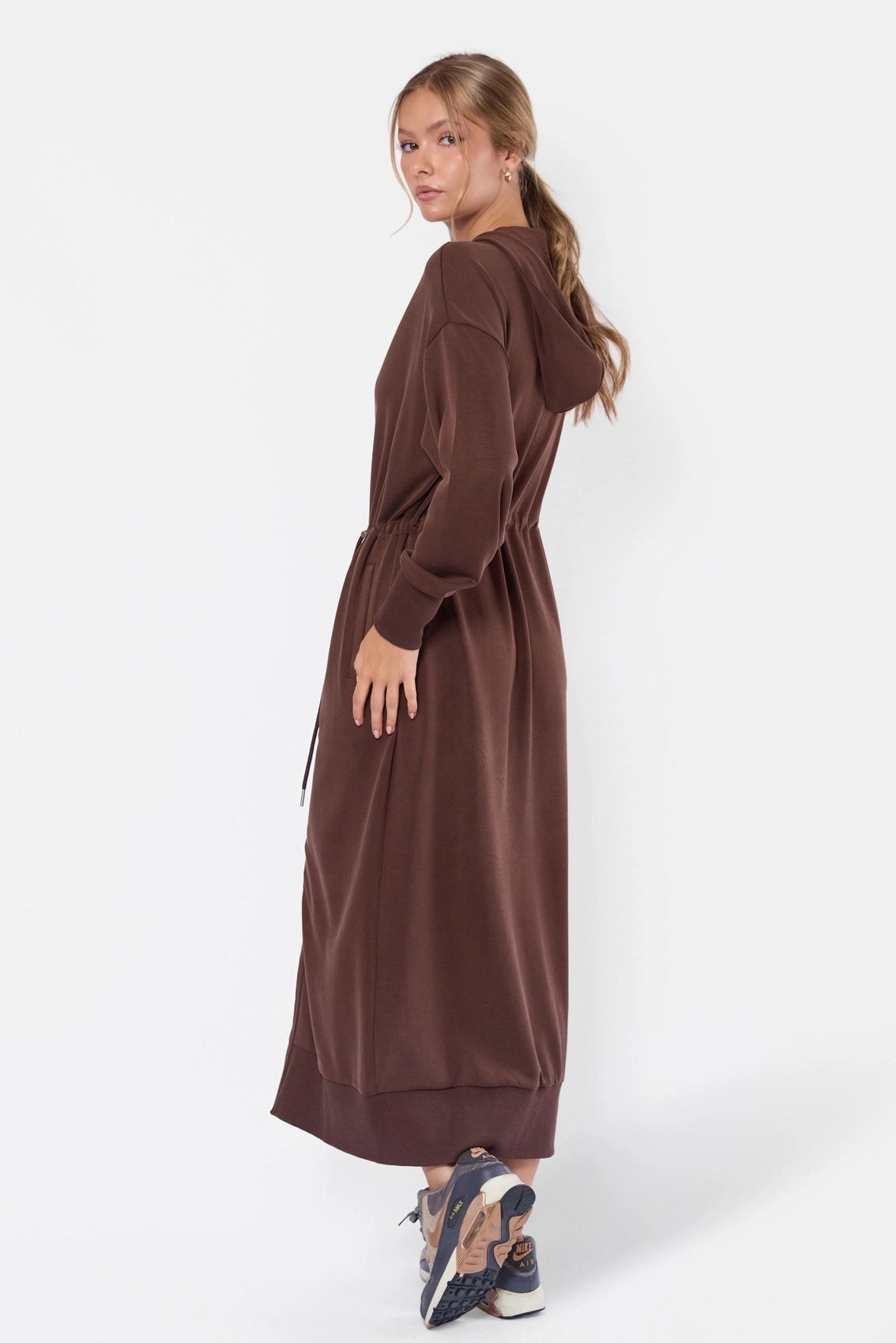 Mina Hoodie Dress (50") Brown