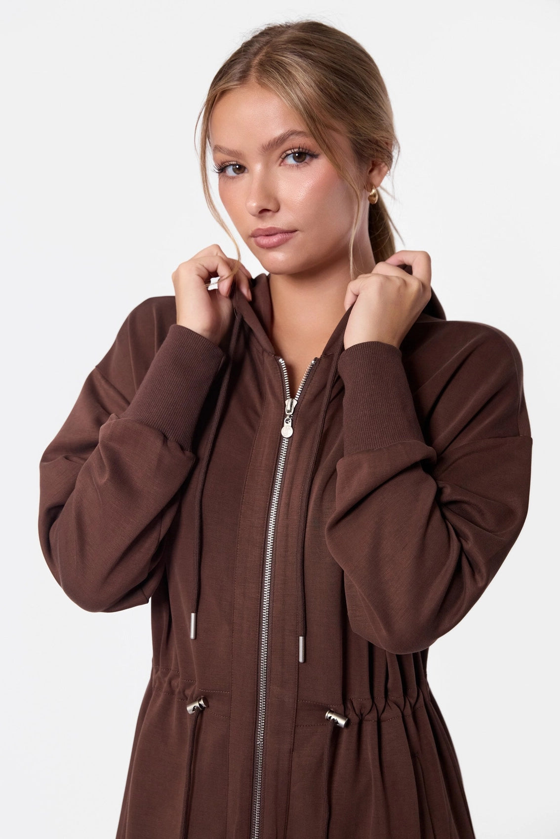 Mina Hoodie Dress (50") Brown