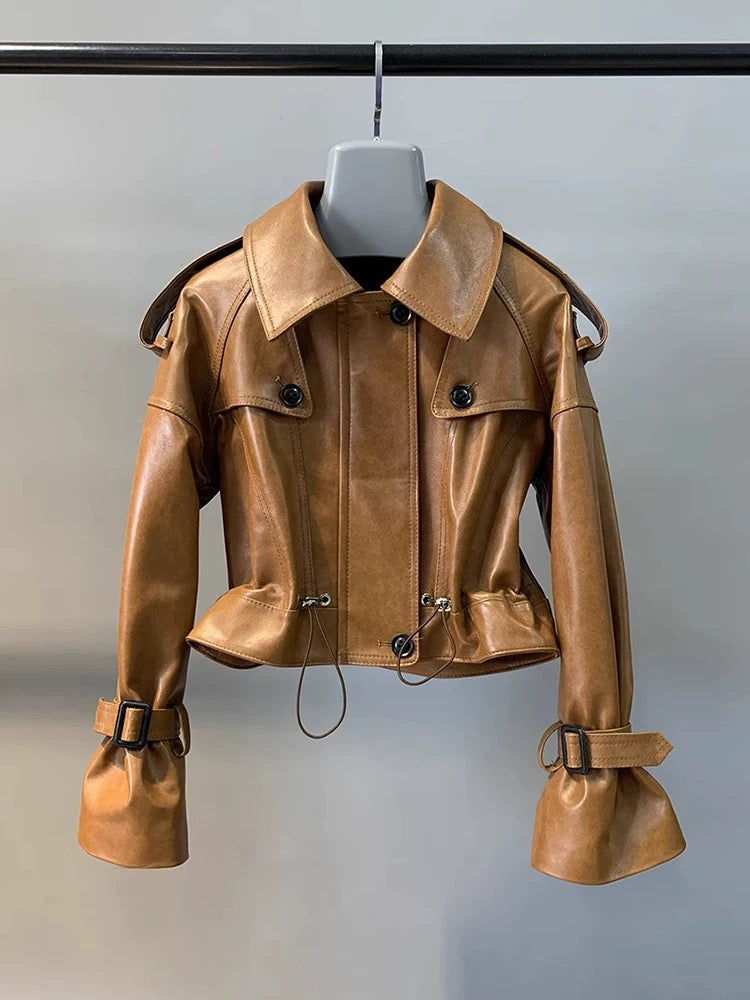 Genuine Sheepskin Waxed Leather Jacket