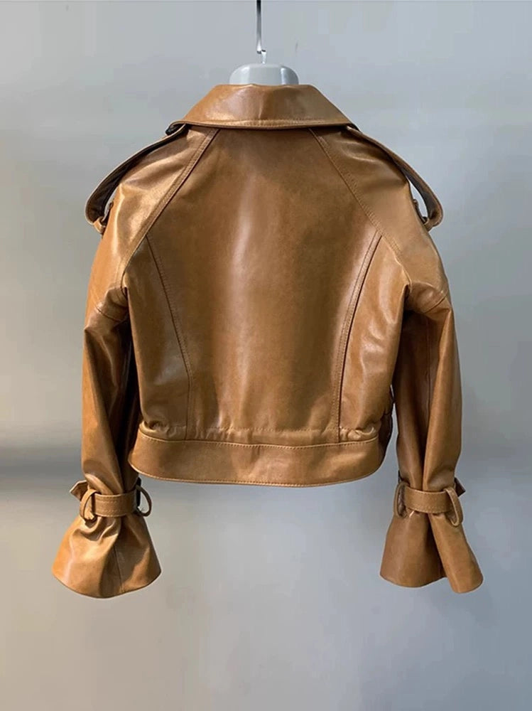 Genuine Sheepskin Waxed Leather Jacket