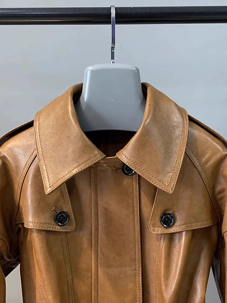 Genuine Sheepskin Waxed Leather Jacket