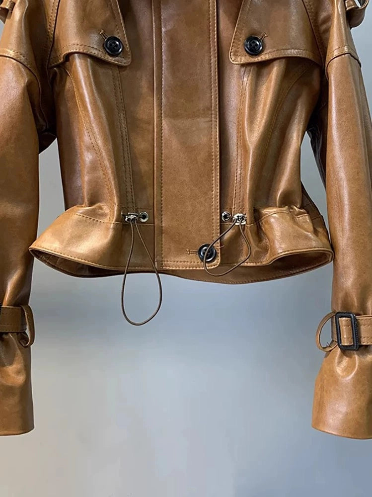 Genuine Sheepskin Waxed Leather Jacket