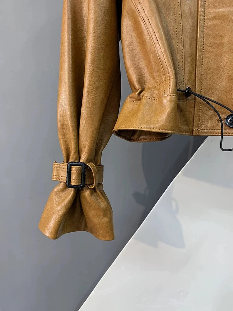 Genuine Sheepskin Waxed Leather Jacket