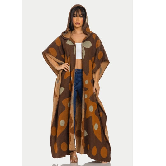 Charlotte Hooded Open Cardigan Poncho (Lightweight)